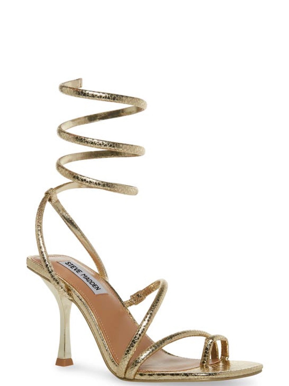 Steve Madden Metallic Gold Spiral Wrap Heeled Sandal